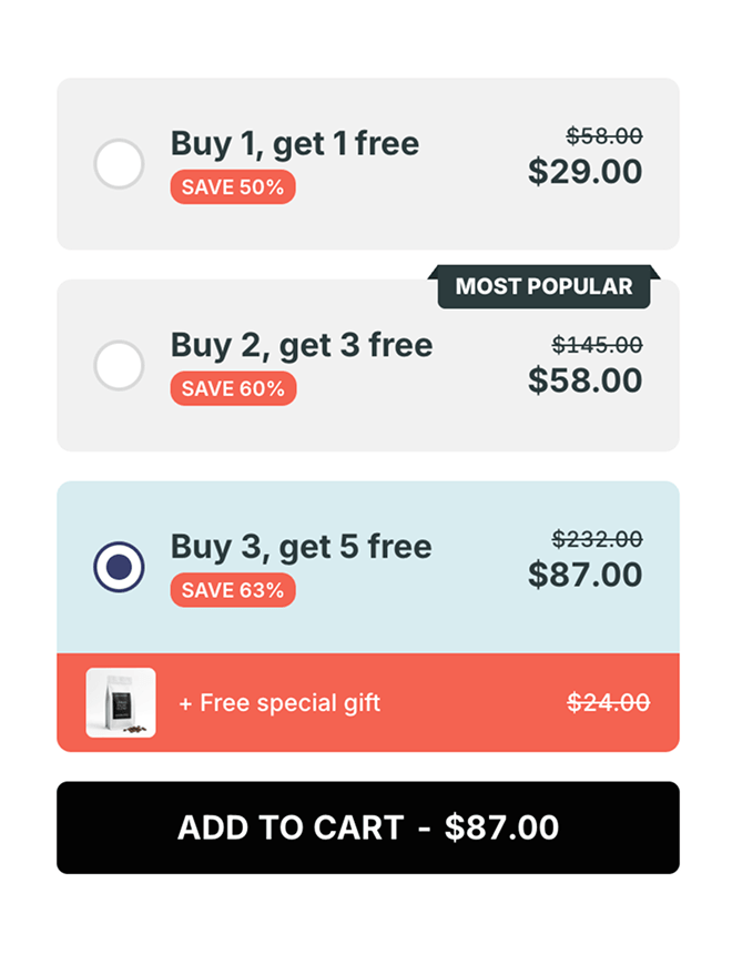 Buy X, get Y widget example