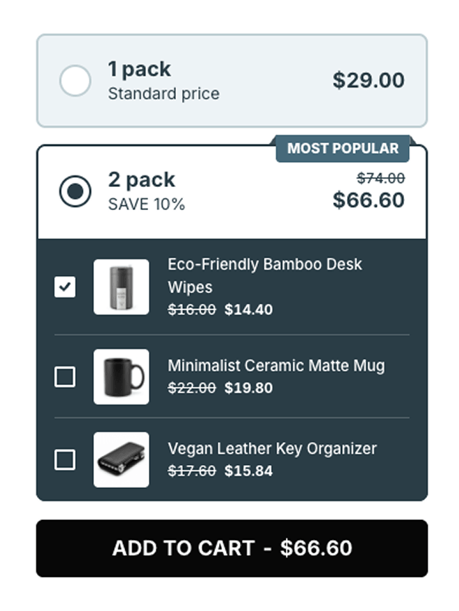 Upsell & cross-sell widget example