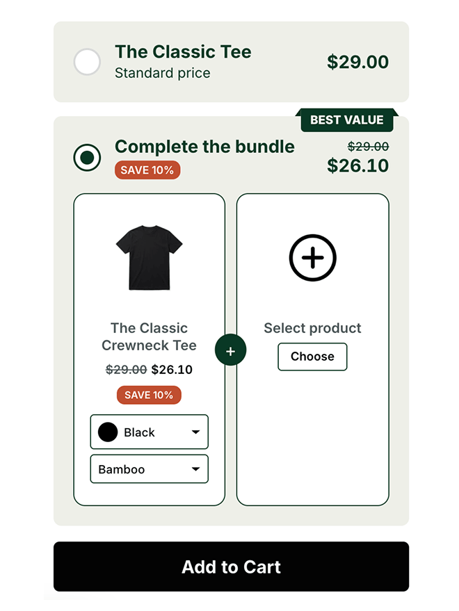 Mix & match bundles widget example