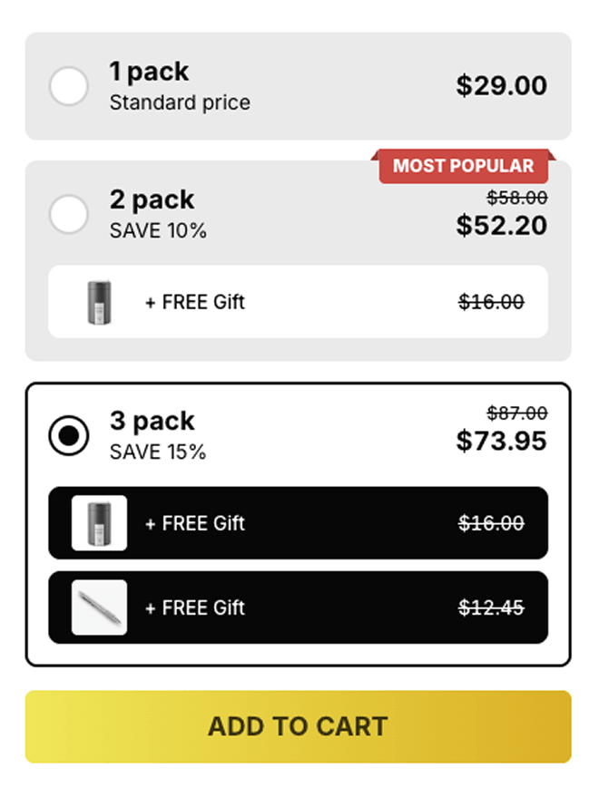 Free gifts widget example