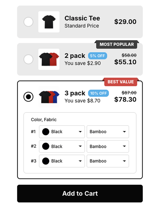 Quantity breaks widget example