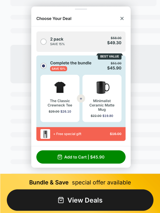 Sticky add to cart widget example