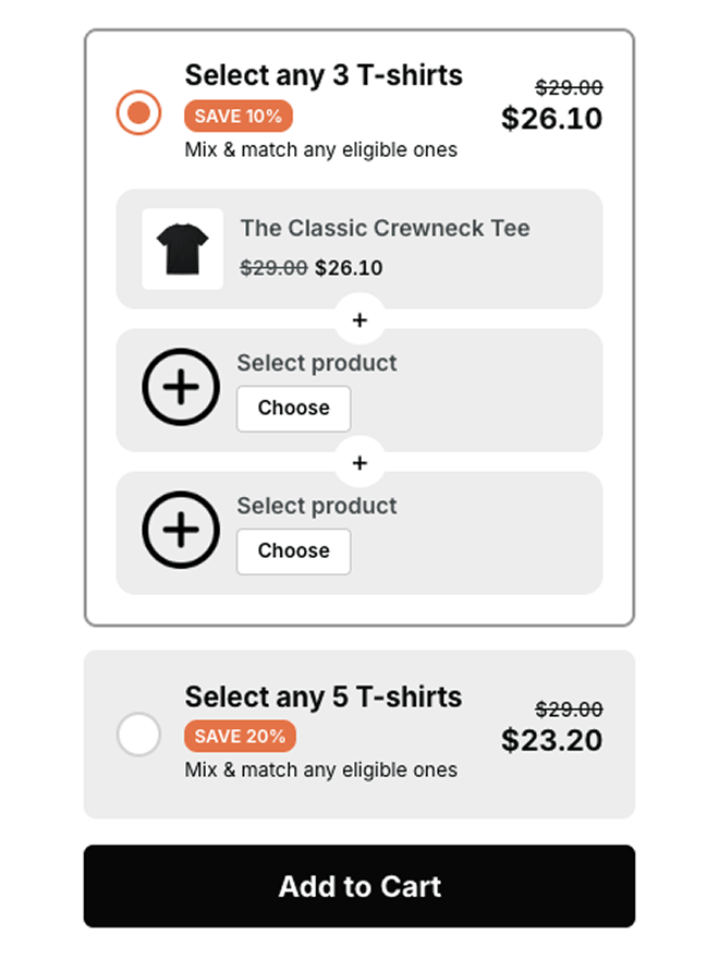 Volume discounts widget example